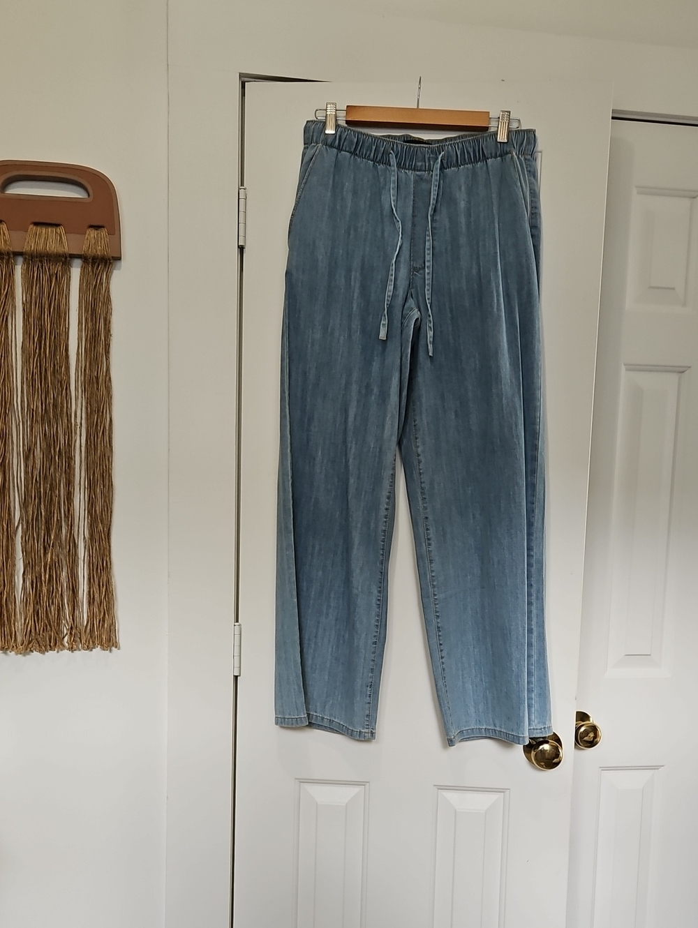Banana Republic Light Blue Wide‑Leg Mid‑Rise Denim Pants